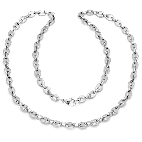 Mens Steeltime Stainless Steel Puff Mariner Chain Necklace - image 