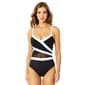 Womens Anne Cole Gabor Color Block Mesh Crossover 1 Piece Suit - image 1