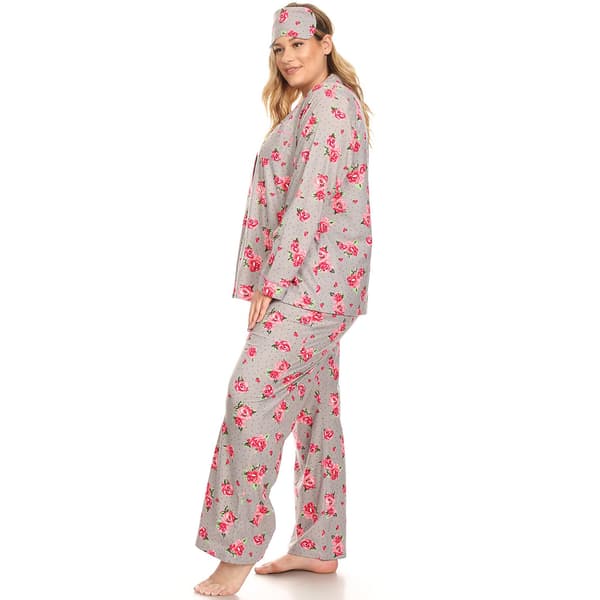 Plus Size White Mark 3pc. Grey Rose Pajama Set
