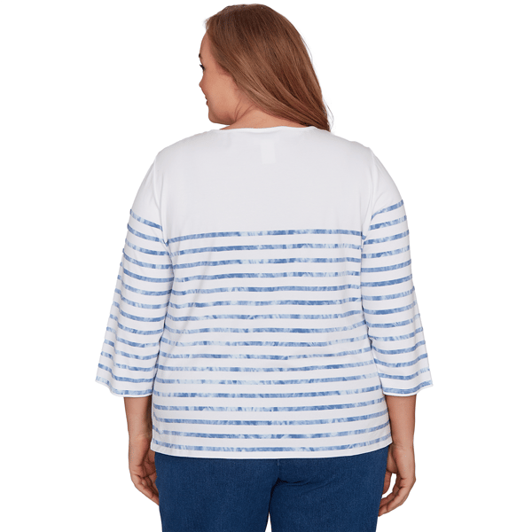 Plus Size Alfred Dunner Hilton Head Striped Floral Blouse