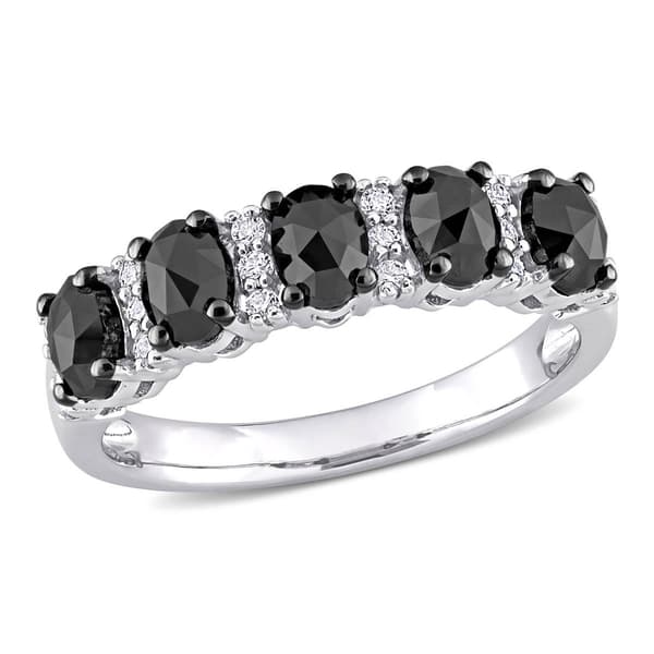 Radiant Rainbow(tm) White Gold Moissanite Semi-Eternity Band - image 