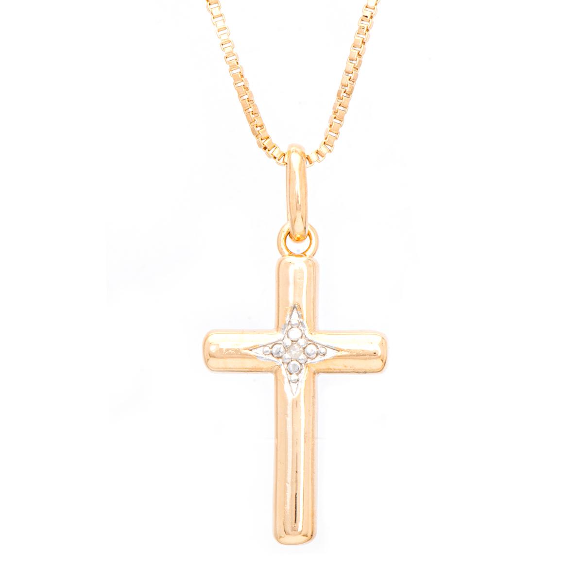 Gianni Argento Gold-Plated Diamond Cross Pendant Necklace