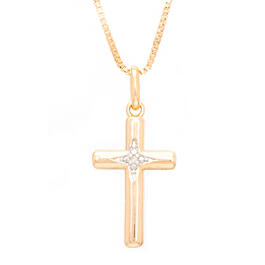 Gianni Argento Gold-Plated Diamond Cross Pendant Necklace