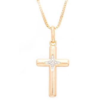 Gianni Argento Gold-Plated Diamond Cross Pendant Necklace - Boscov's