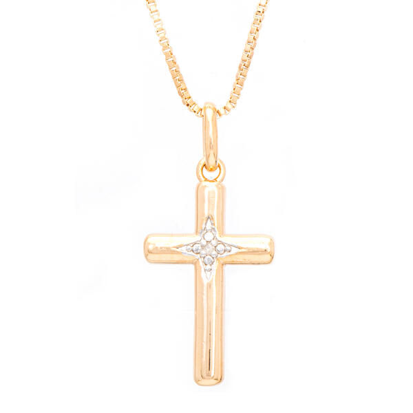 Gianni Argento Gold-Plated Diamond Cross Pendant Necklace - image 