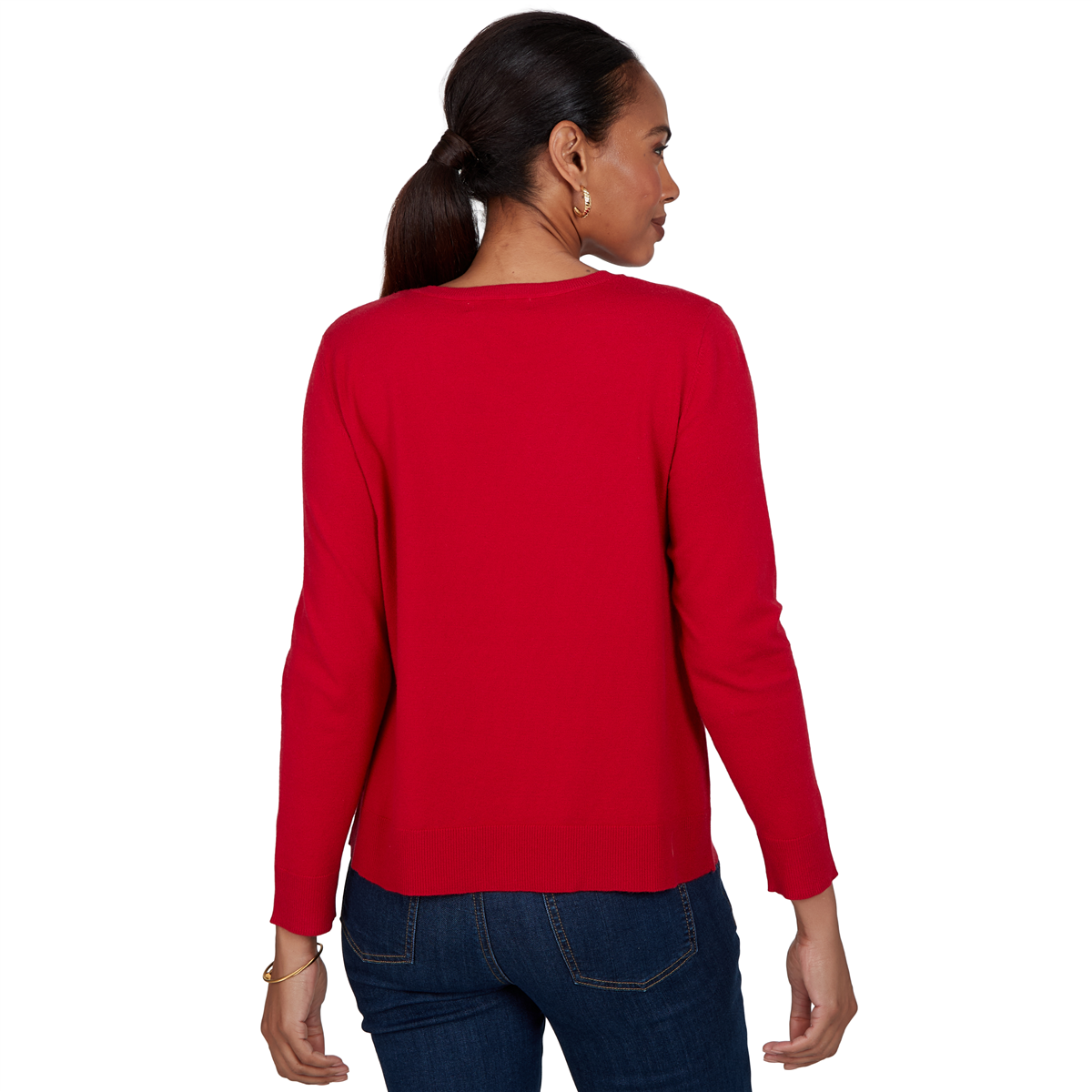 Womens Ruby Rd. Happy Holidays Textured Christmas Tree Sweater