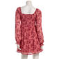 Juniors Jolt Long Sleeve Pebble Chiffon Velvet Trim Skater Dress - image 3