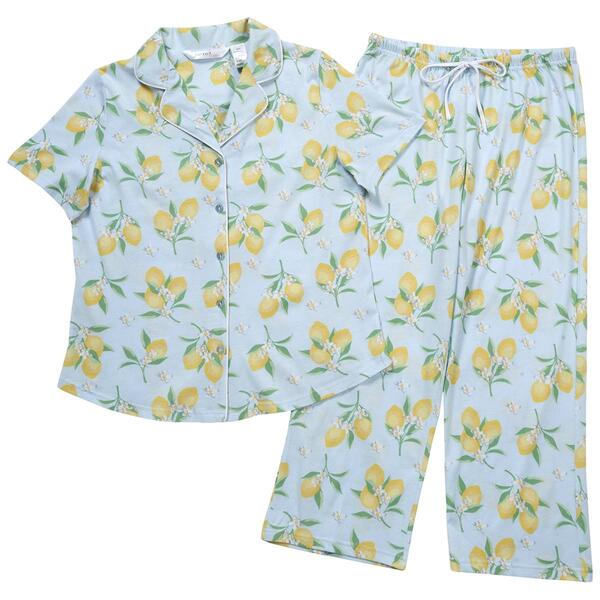 Womens Jasmine Rose Short Sleeve Capri Lemons Pajama Set - image 