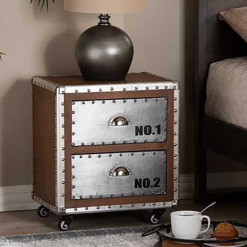 Baxton Studio Avere 2 Drawer Rolling Nightstand - image 