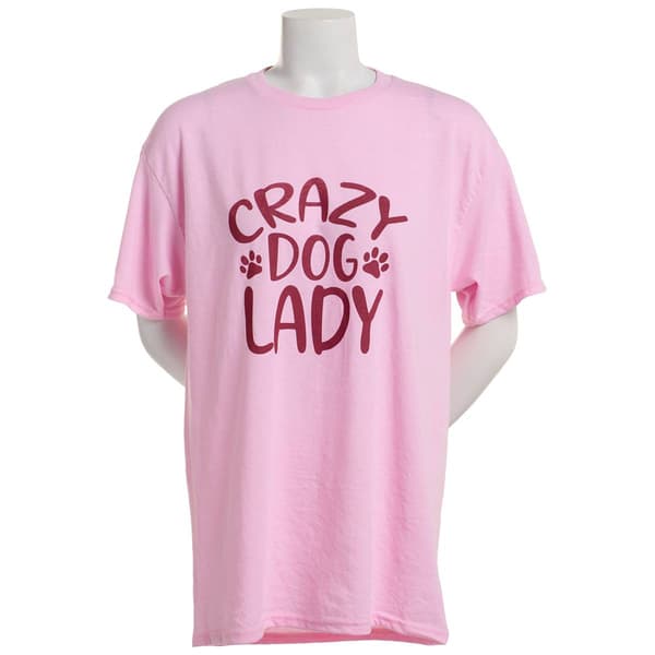 Womens JERZEES Short Sleeve Crazy Dog Lady Tee