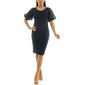 Womens Nina Leonard Short Lace Puff Sleeve Crepe Sheath Dress - image 1
