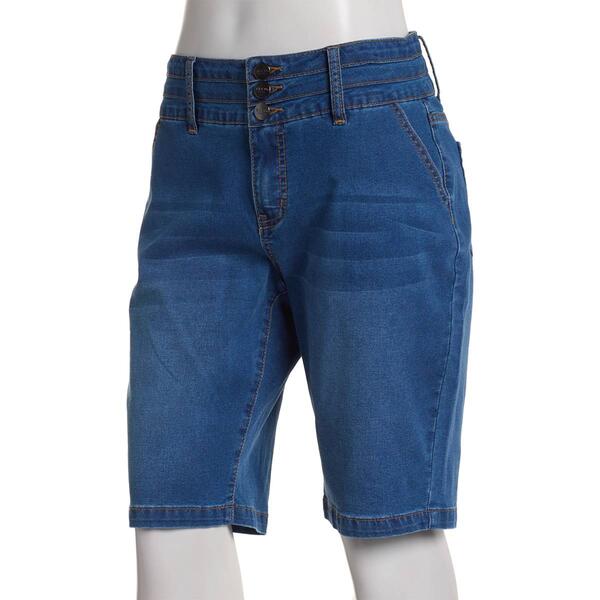 Womens Bleu Denim Triple Button Denim Bermuda Shorts - image 