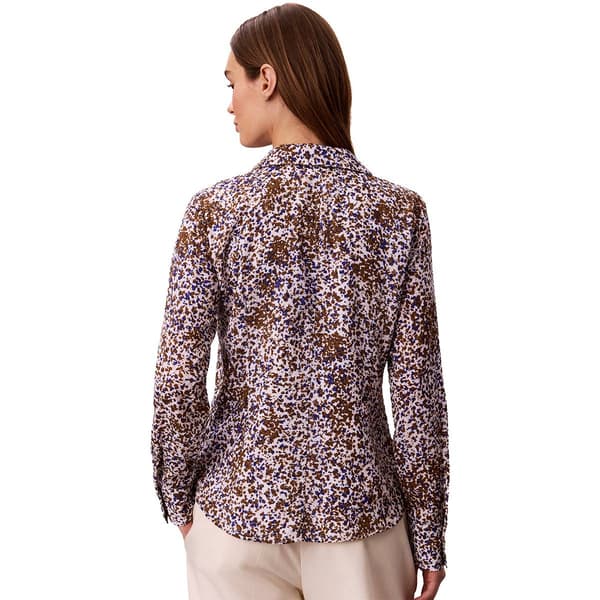 Womens Calvin Klein Long Sleeve Speckled Button Front Blouse