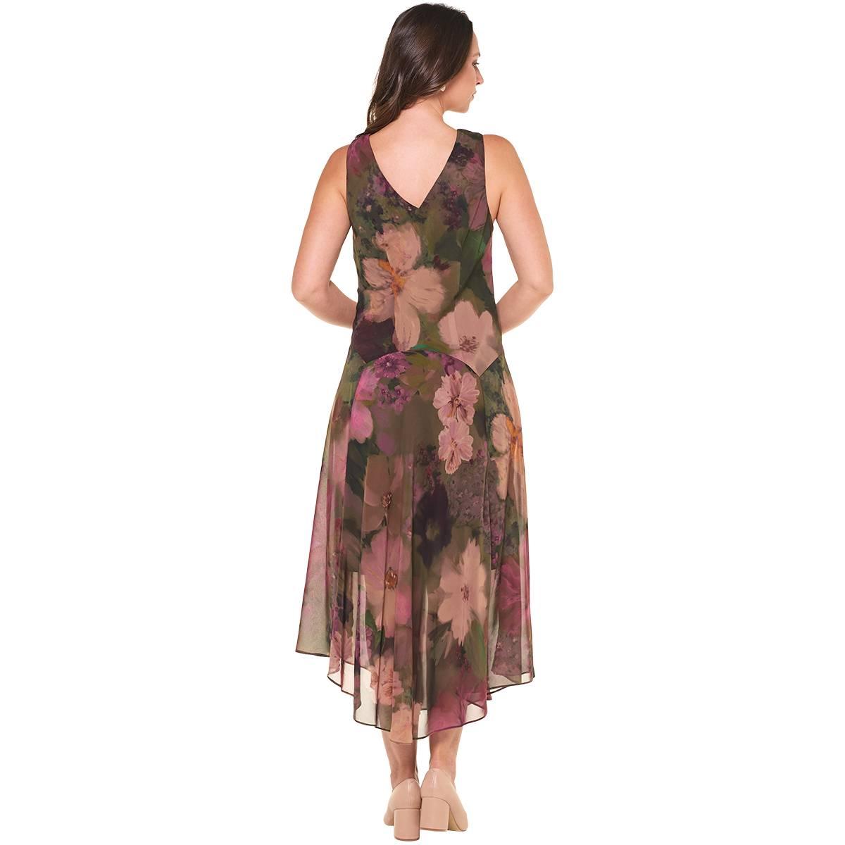 Womens Robbie Bee Sleeveless Floral Drape Neck Midi Dress