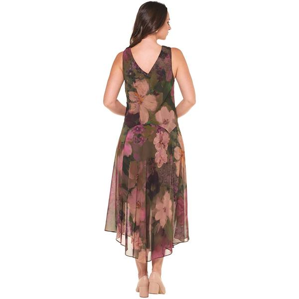 Womens Robbie Bee Sleeveless Floral Drape Neck Midi Dress