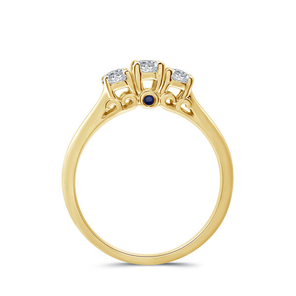 Nova Star&#174; Lab Grown Diamond 3 Stone & Blue Sapphire Bridal Ring