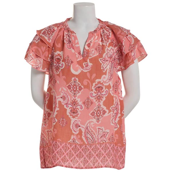 Womens Nanette Lepore Puff Sleeve Buttonfront Floral Blouse