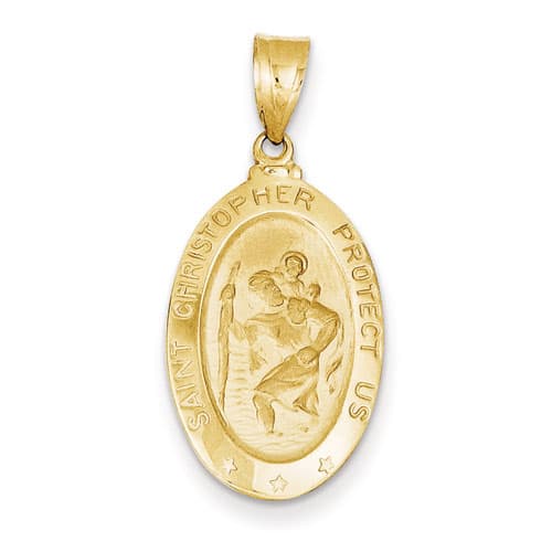 Unisex Gold Classics&#40;tm&#41; 14kt. Yellow Gold Saint Christopher Pendant - image 