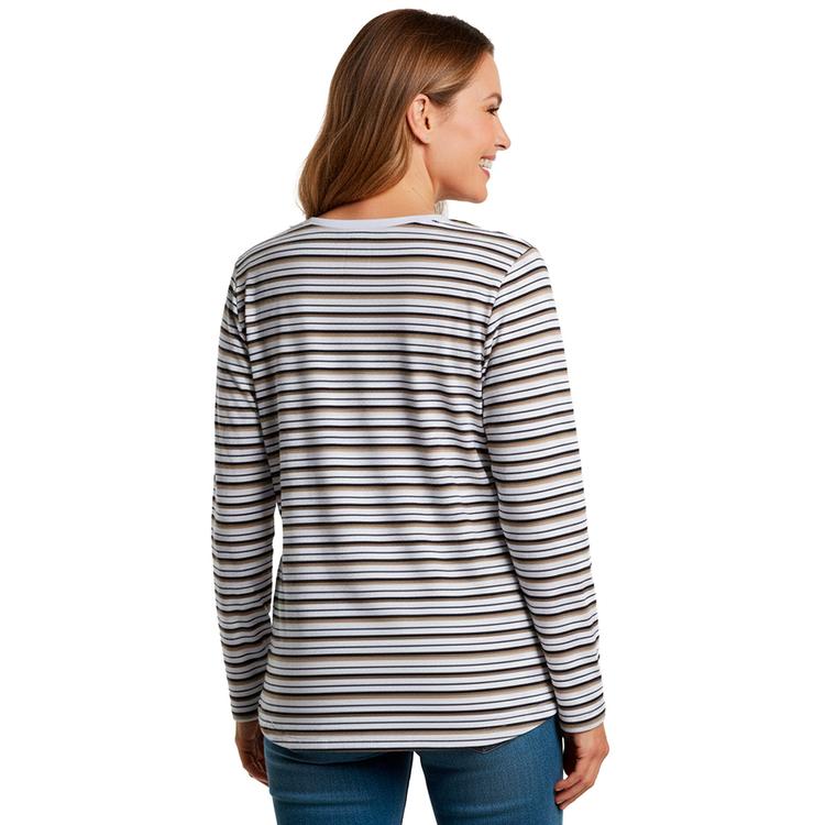 Petite Hasting & Smith Long Sleeve Stripe Henley Tee
