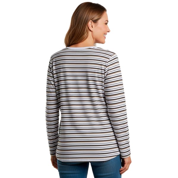 Petite Hasting & Smith Long Sleeve Stripe Henley Tee