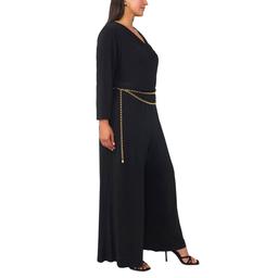 Plus Size MSK 3/4 Sleeve Drape Neck Belt Waist Jumpsuit