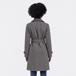 Womens Steve Madden Herringbone Double Breasted Trench Coat