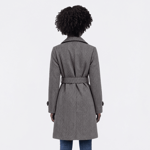 Womens Steve Madden Herringbone Double Breasted Trench Coat
