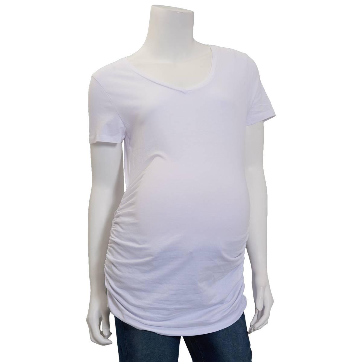Womens Times Two Short Sleeve Side Ruched V-Neck Maternity...