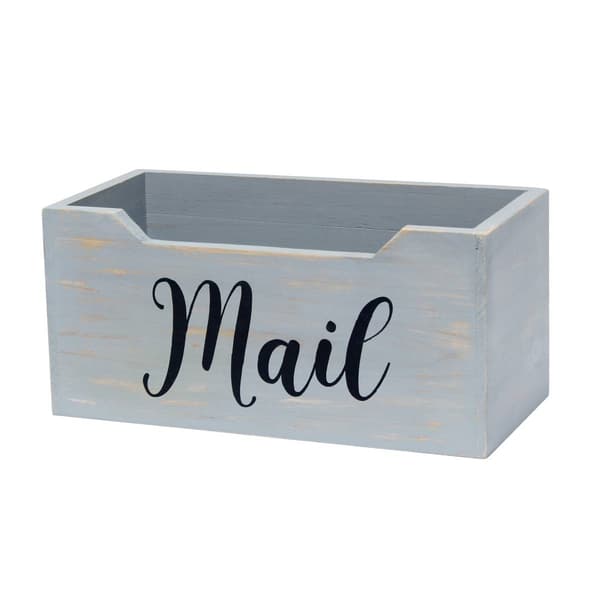 Elegant Designs Farmhouse Wooden Decorative Mail Organizer Box - image 