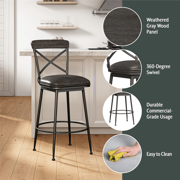 HH2 Home Decker Commercial Grade Metal Bar Height Swivel Stool