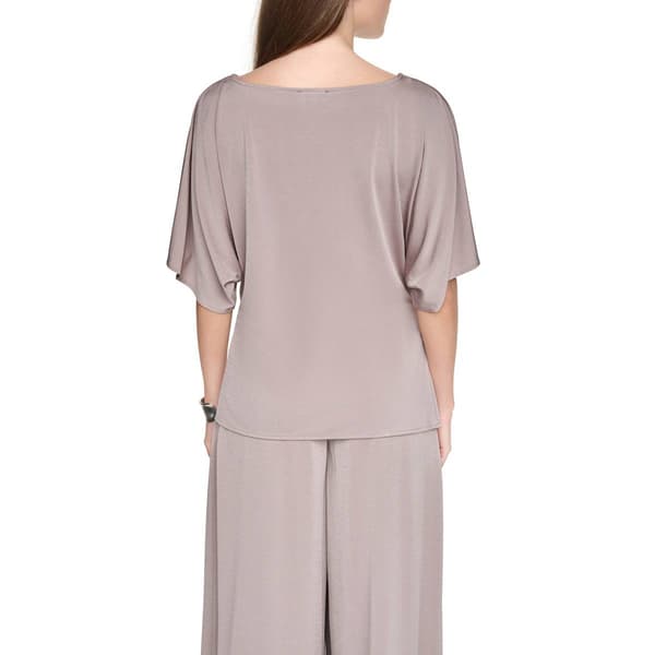 Womens Halston Elbow Sleeve Solid Side Cinch Blouse