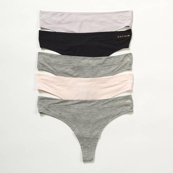 Womens Danskin 5pk. Rayon Spandex Thong Panties DS8032-5PKBJ - image 