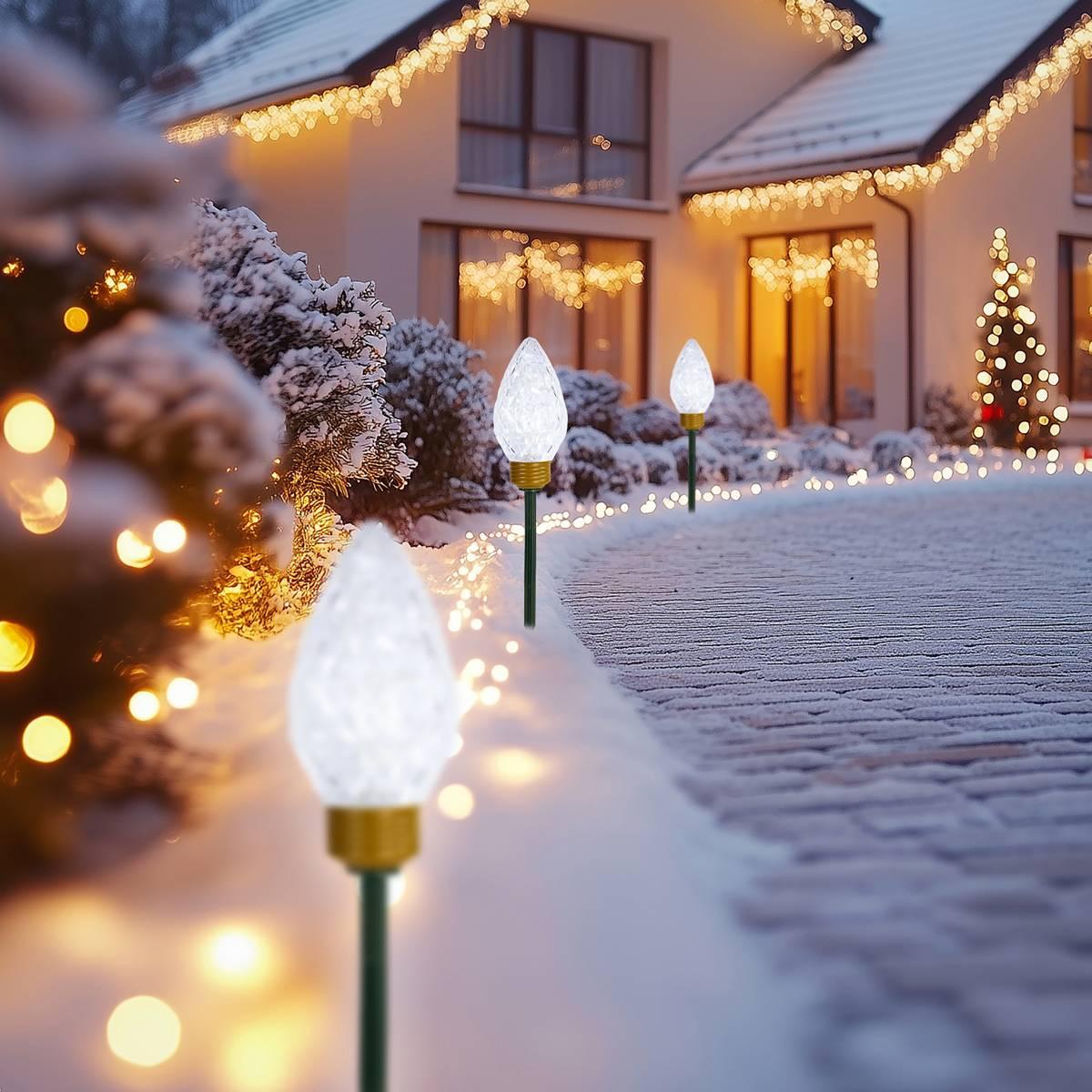 Northlight 3ct. LED C9 Style Christmas Pathway Lawn Stakes