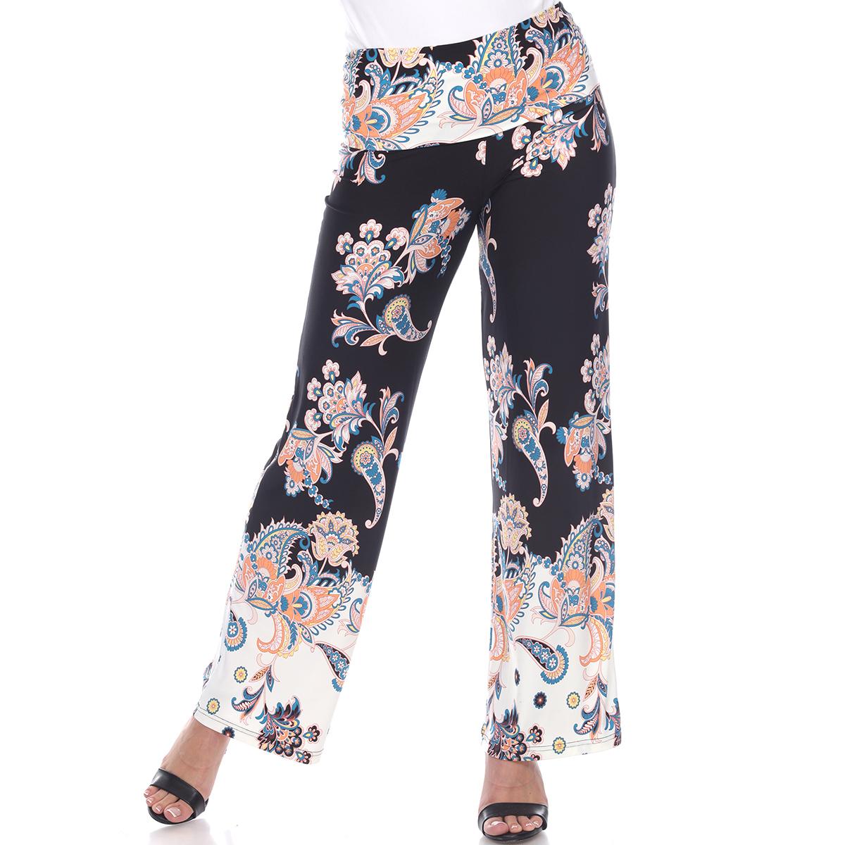 Plus Size White Mark Floral Paisley Print Palazzo Pants