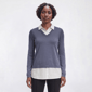 Womens Adrianna Papell Long Sleeve V-Neck 2Fer Solid Sweater - image 3