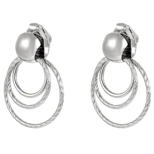 Design Collection Silver-Tone Multi Rings Clip On Earrings - image 