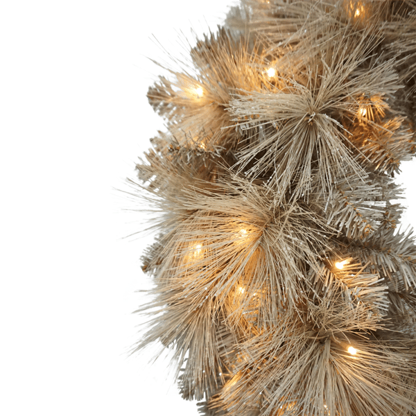 Puleo International 24in. Pre-Lit Warm White Lights Tan Wreath