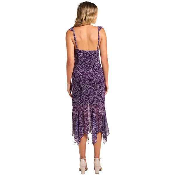 Juniors No Comment Ruffle Strap Godet Hanky Midi Dress-Blackberry
