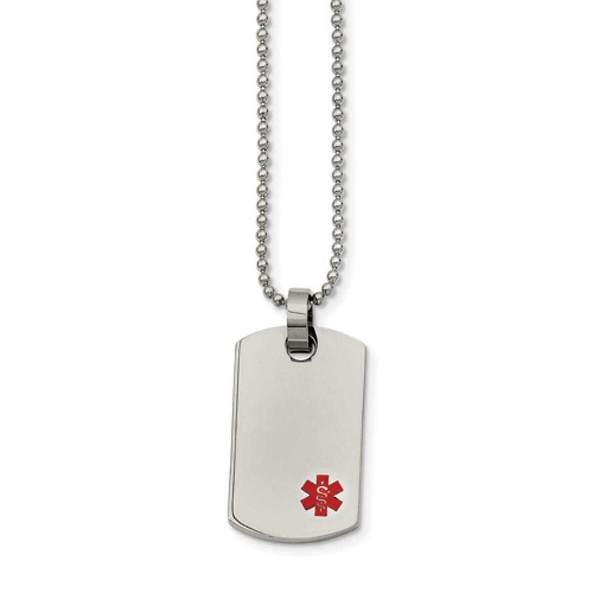 Mens Gentlemen’s Classics™ Small Dog Tag Medical Pendant Necklace