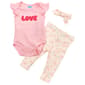 Baby Girl (NB-9M) bon bebe(R) Love Bodysuit Pants Set w/ Headband - image 1