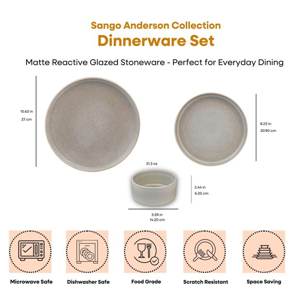 Sango Anderson Reactive Cream 12pc. Set with Plates & Bowls