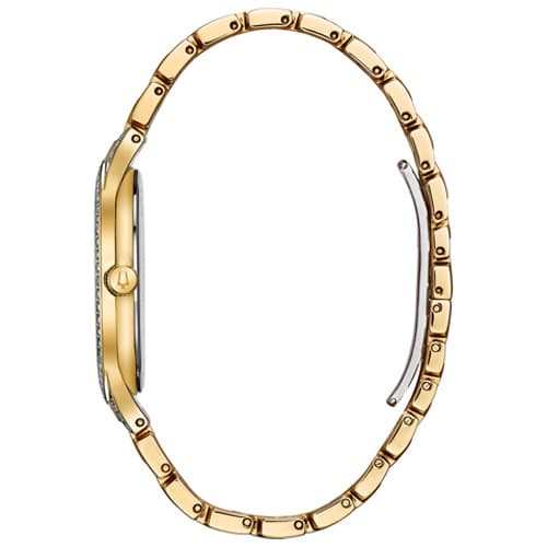 Mens Bulova Phantom Gold-Tone Crystal Pave Dial Watch - 98A229