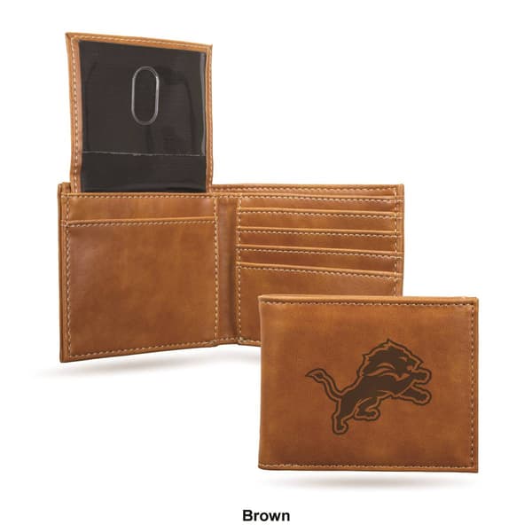 Mens NFL Detroit Lions Faux Leather Bifold Wallet