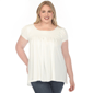 Plus Size White Mark Cap Sleeve Pleated Top - image 1