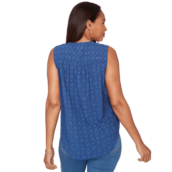 Petite Ruby Rd. French Riviera Sleeveless Eyelet Blouse
