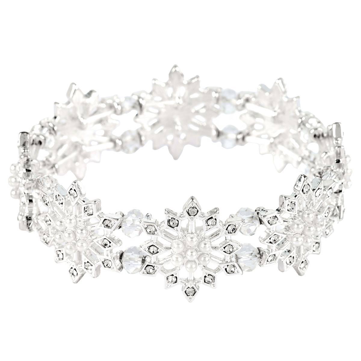 Silver Plated Snowflake Stretch Bracelet