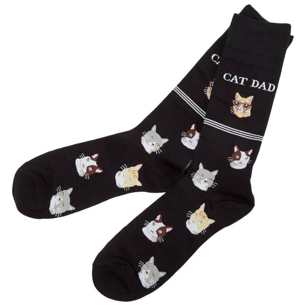 Mens Davco&#40;R&#41; Cat Dad Crew Socks - Black - image 