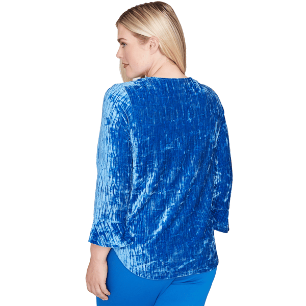 Womens Alfred Dunner Barcelona Crushed Velvet Keyhole Blouse