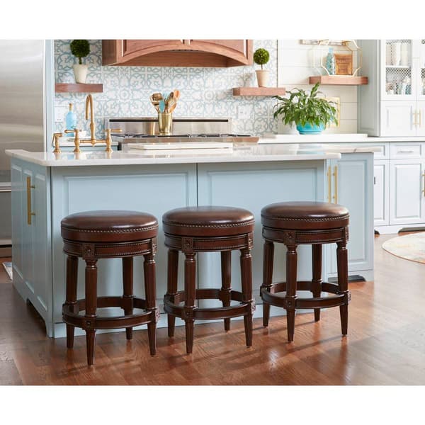 New Ridge Home Goods Chapman 25in. Swivel Barstool - Walnut