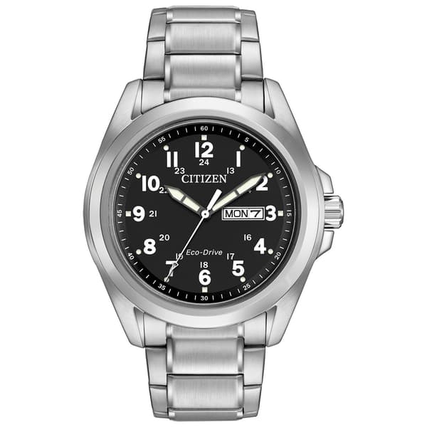Mens Citizen(R) Eco-Drive Black Dial Bracelet Watch - AW0050-82E